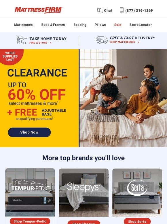 Clearance alert   Get up to 60% off mattresses & more
