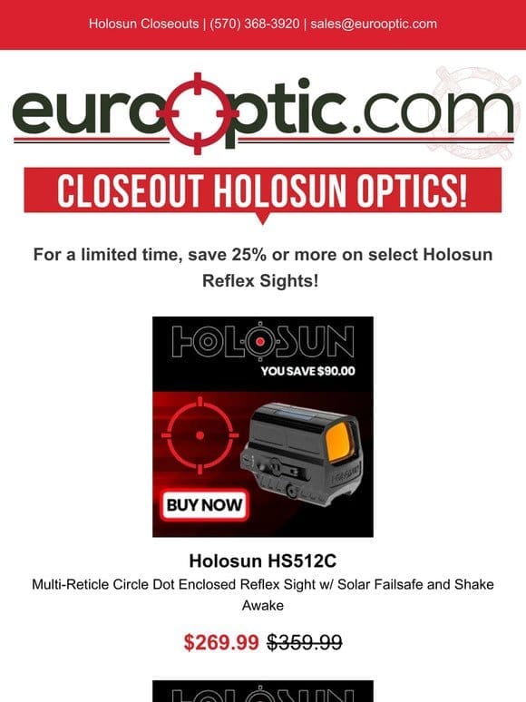 Closeout Holosun Optics!