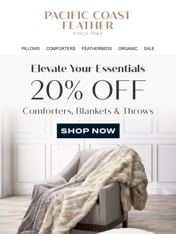 Comforters， Blankets & Throws Are 20% OFF!