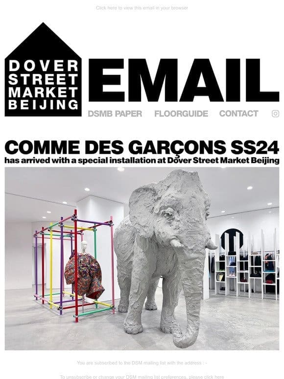 Comme des Garçons SS24 has arrived with a special installation at Dover Street Market Beijing