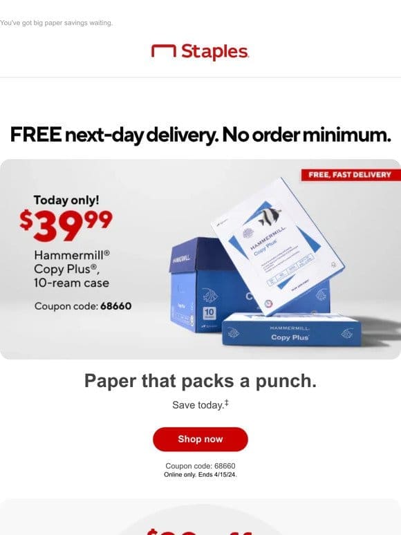 Confirmed! Only $39.99 for Hammermill Copy Plus paper， 10-ream cases.
