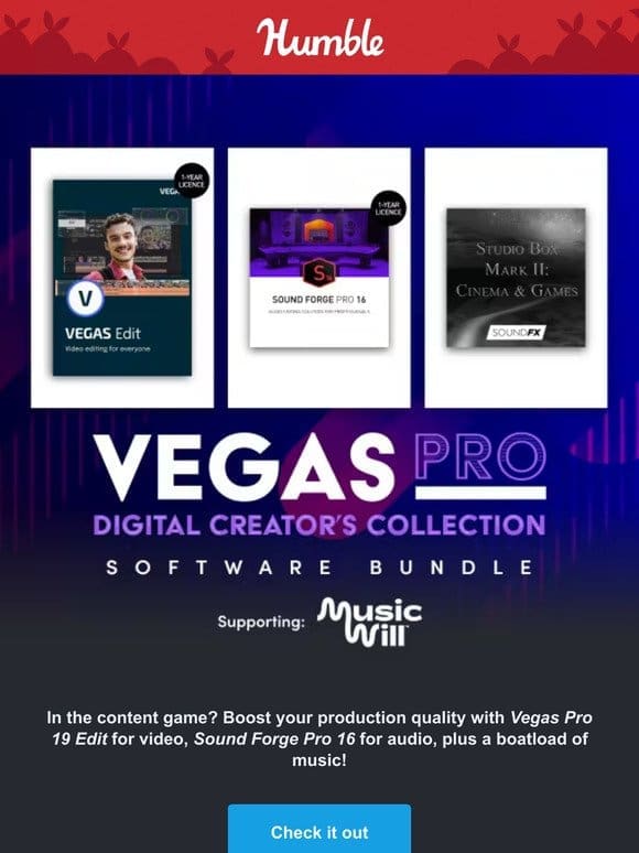 Content creators， get your hands on Vegas Pro， Sound Forge + a load of tracks!