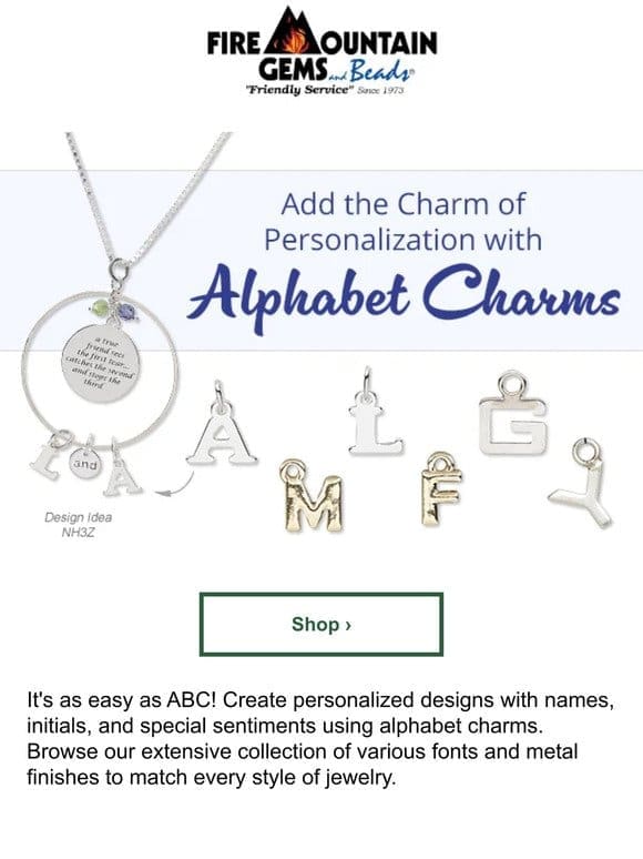 Create Meaningful Jewelry with Alphabet Charms