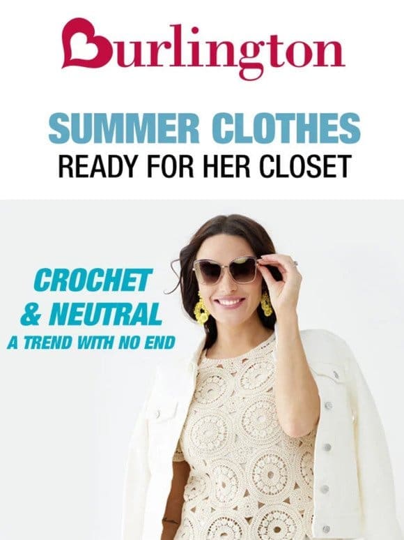 Crochet tops， denim， and other summer must-haves!