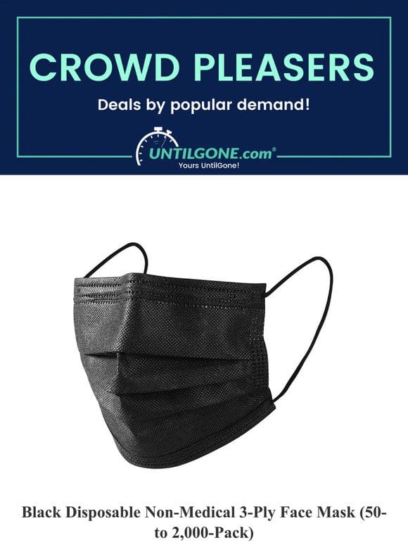 Crowd Pleasers – 82% OFF Black Disposable Non-Medical 3-Ply Face Mask