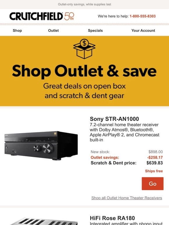 Crutchfield Outlet Savings up to $1，678