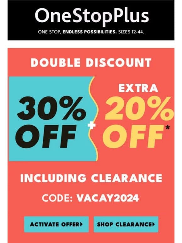 DOUBLE DISCOUNT: 30% off + EXTRA 20% off