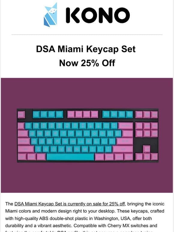 DSA Miami Keycap Set Now 25% Off