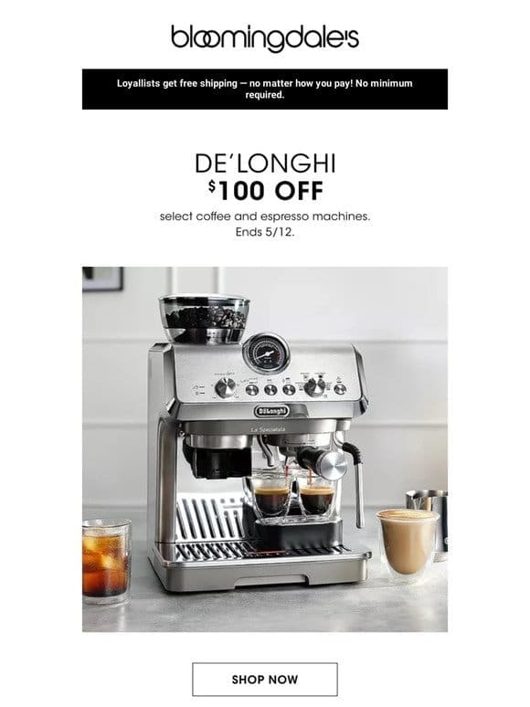 De’Longhi: $100 off coffee & espresso machines