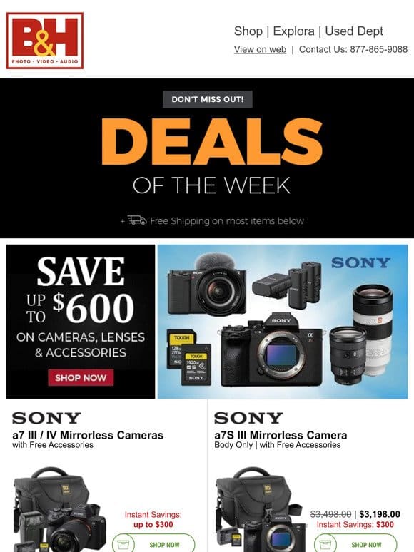 Deals of the Week: Sony， GoPro， Manfrotto， Mackie， MSI， Crucial & More!