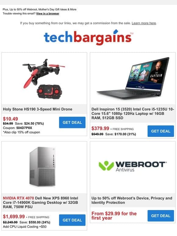 Dell Flash Sale Now Live | $11 Mini Drone | $200 NBA Gift Card w/ select Hisense TVs from $340