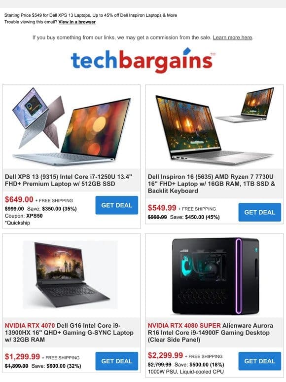 Dell TechFest Deals: Extra $50 off XPS 13 Laptops， Lowest Prices on Inspiron 16 Laptops & Dell RTX 4070 Laptops starting $1299.99