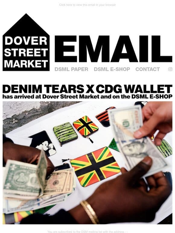 Denim Tears x Comme des Garçons Wallet has arrived at Dover Street Market and on the DSML E-SHOP