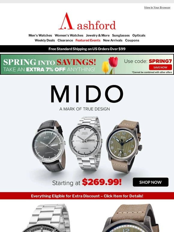 Discover MIDO: Luxury Watches Starting at $269.99!