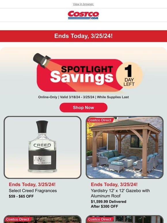 Don’t Wait! Spotlight Savings End Today!
