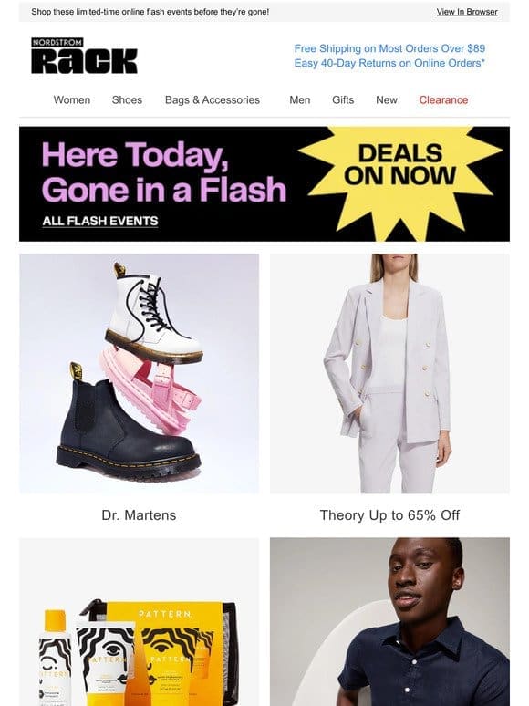 Dr. Martens | Theory Up to 65% Off | New at Nordstrom Rack: PATTERN Haircare | And More!