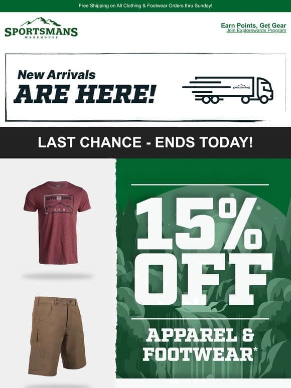 ENDS TODAY – 15% off Clothing & Footwear