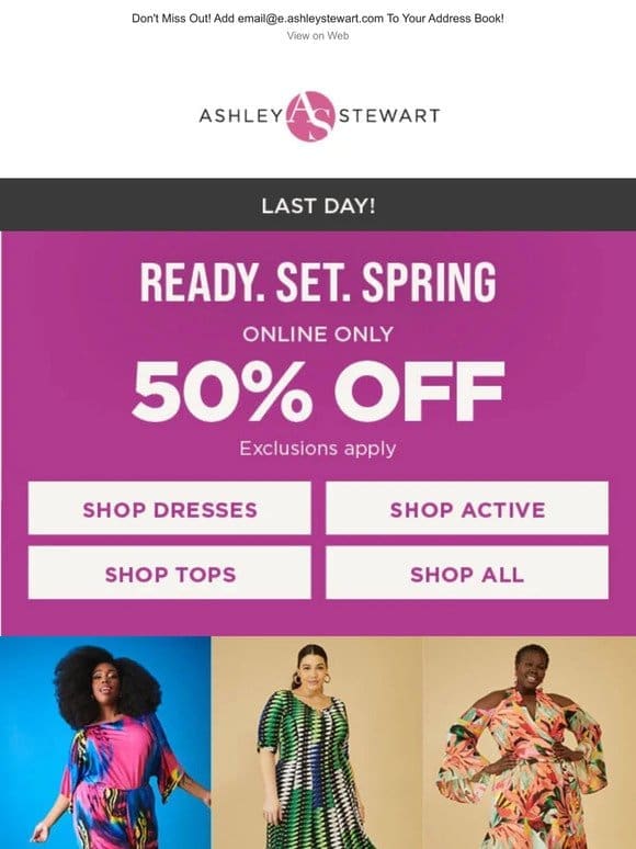 ENDS TONIGHT: 50% off Spring Essentials [Dresses， Tops and Activewear]