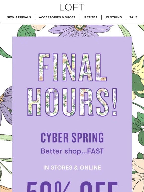 EVERYTHING is 50% off for a few more hours!