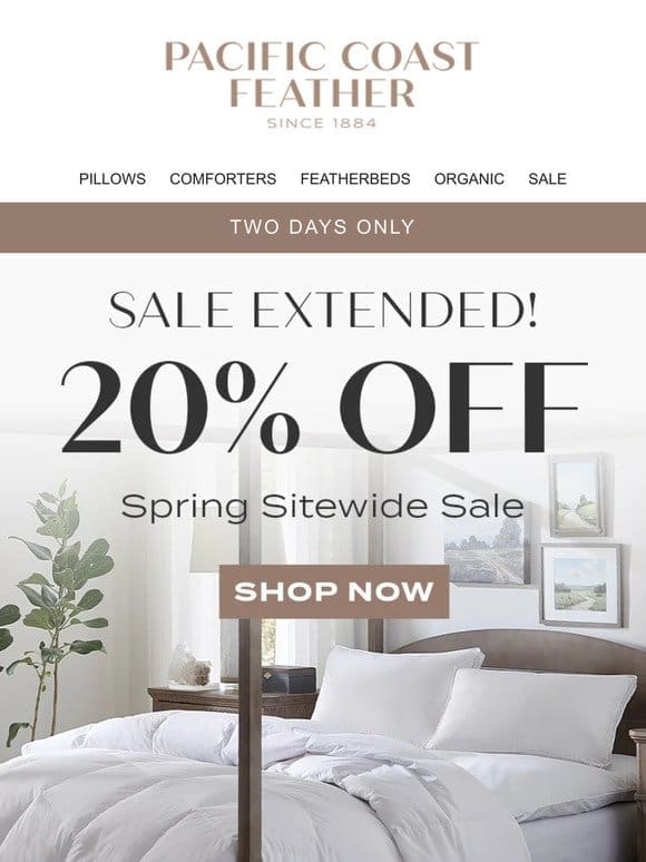 EXTENDED: 20% OFF Sitewide Sale – 2 Days Only!