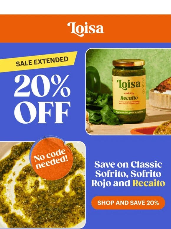 EXTENDED   20% off all Sofrito!