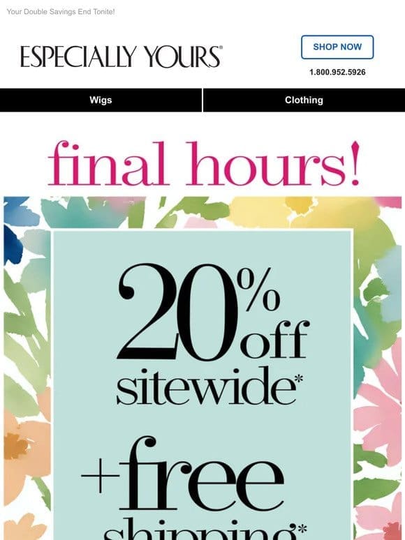 EXTRA 20% Off + FREE Shipping