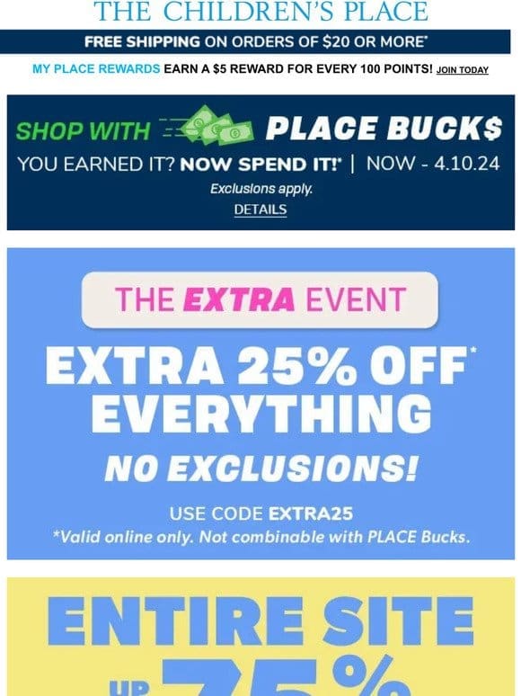 EXTRA 25% OFF ENTIRE ORDER， save up to 75% OFF!