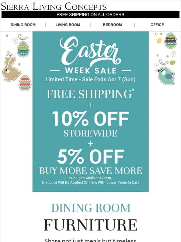 Easter Dining Delights: Grab Free Shipping + 10% OFF