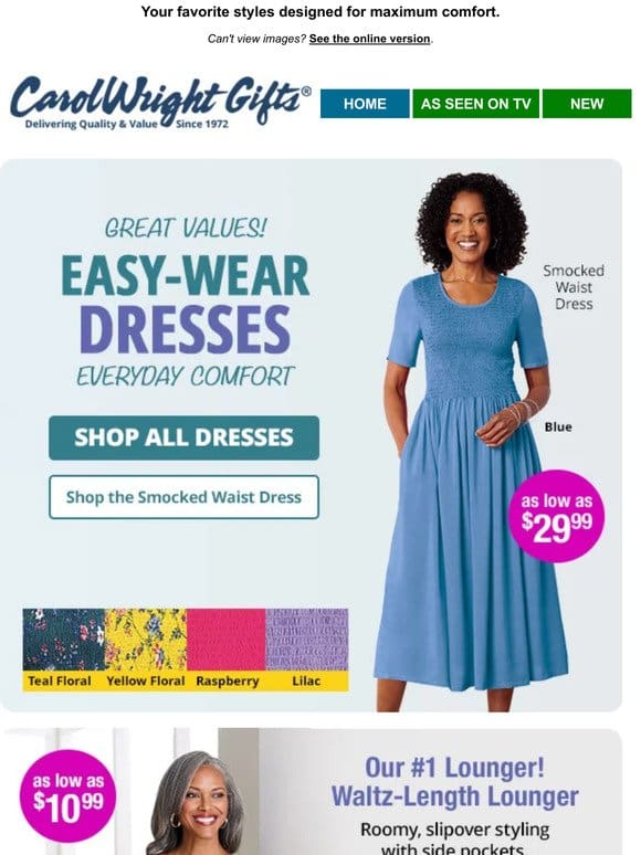 Easy-Wear Dresses at Great Values!
