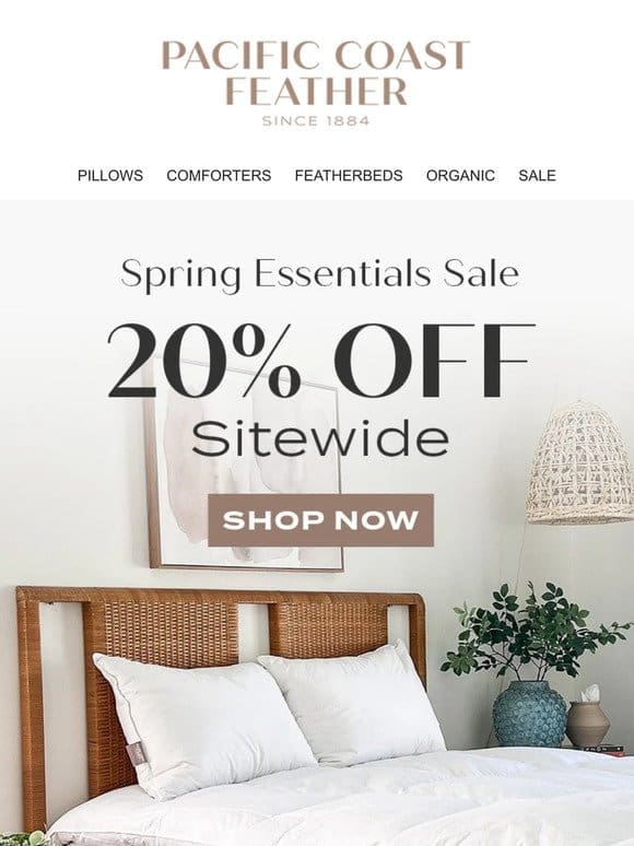 Elevate Your Bedroom With 20% Sitewide