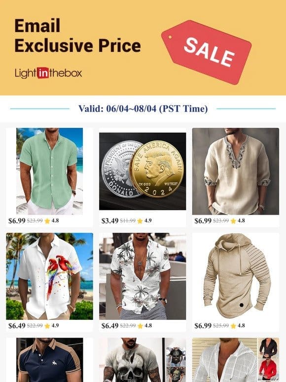 Email Exclusive-Get Cotton Linen Shirt at USD $6.99