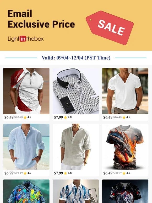 Email Exclusive-Get Men’s 3D Zipper Polo at USD $6.49