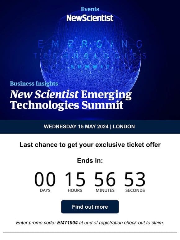 Emerging Technologies Summit: your exclusive offer ends today