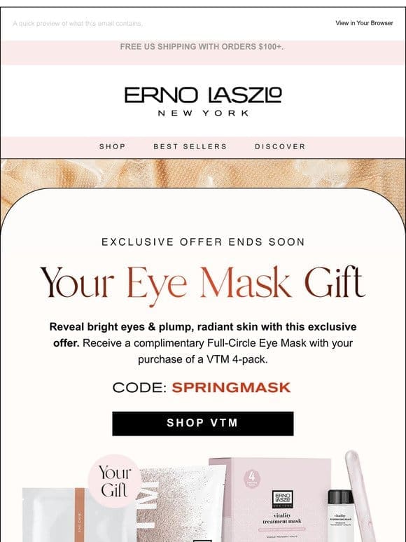 Ending Soon: FREE Eye Mask with VTM