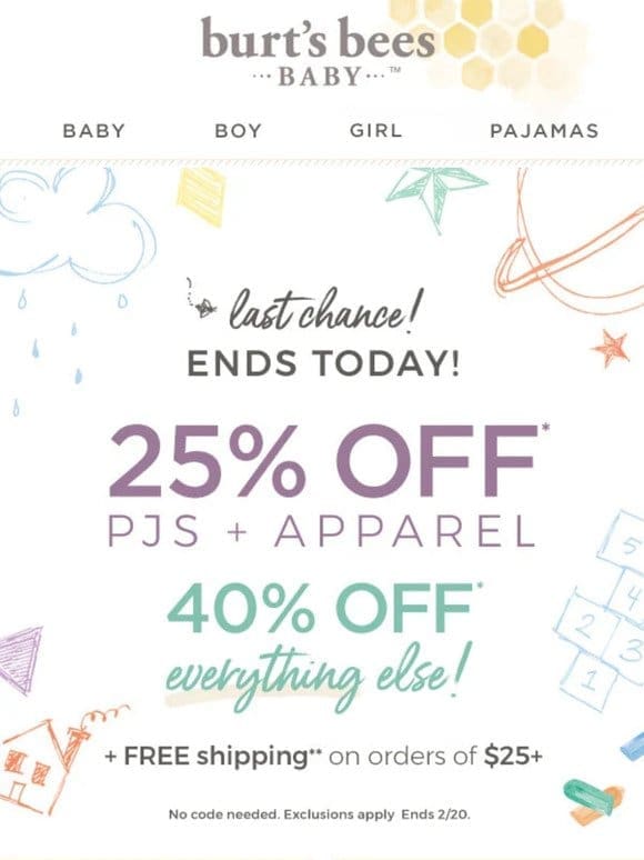 Ends Today! Spring Sale! 25% off pjs + apparel
