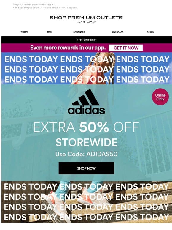 Ends Today: adidas extra 50% off