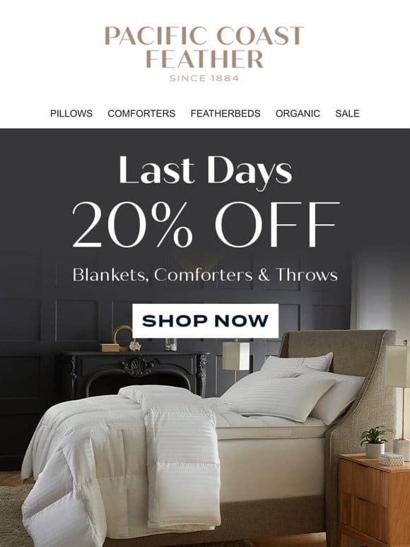 Ends Tomorrow: 20% OFF Blankets， Comforters & Throws