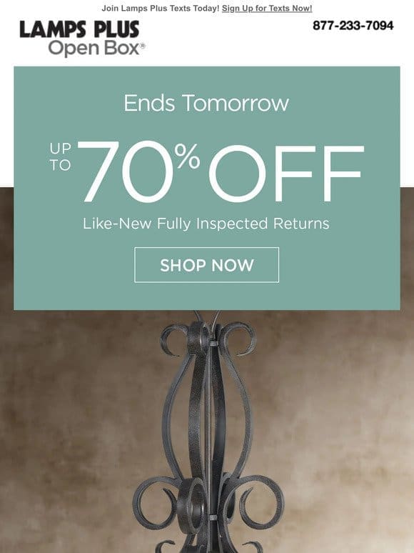 Ends Tomorrow! Up to 70% Off Like-New Returns