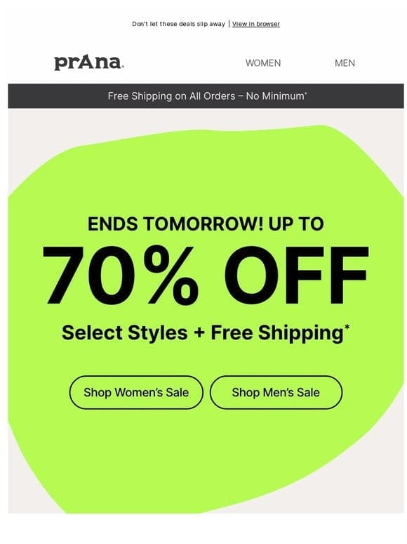 Ends Tomorrow: Up to 70% Off