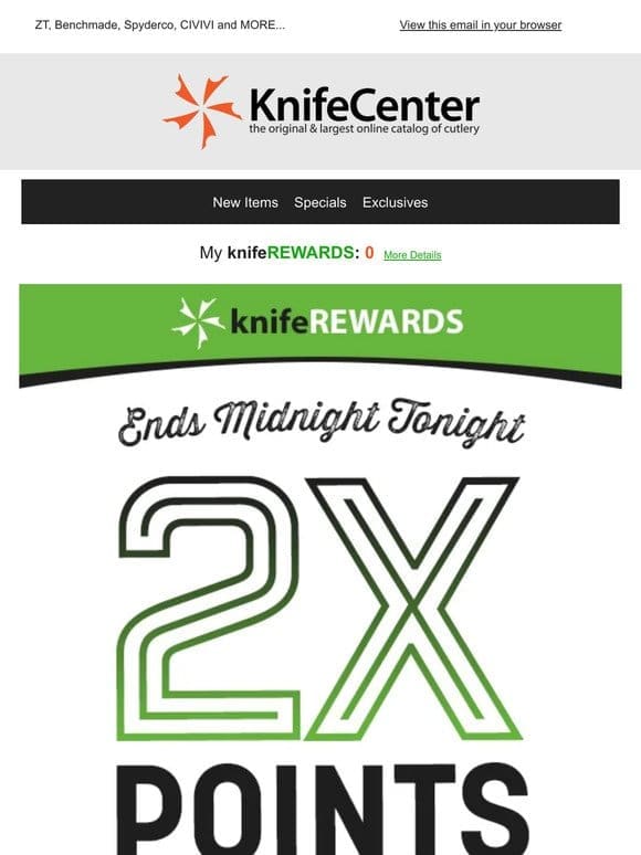 Ends Tonight | 2X Points Everything In Stock!