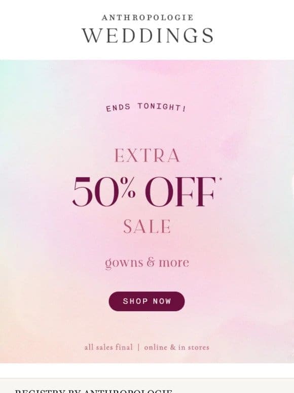 Ends Tonight: Extra 50% Off Sale!!