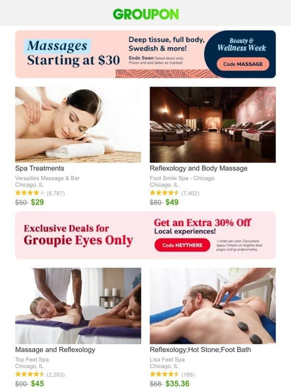 Ends Tonight: Massages starting from $30!