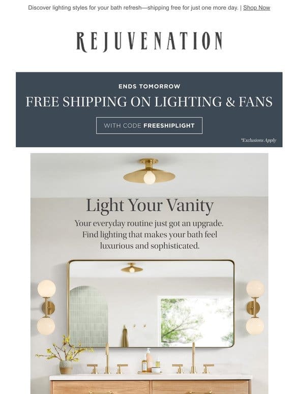 Ends tomorrow: Free shipping on lighting