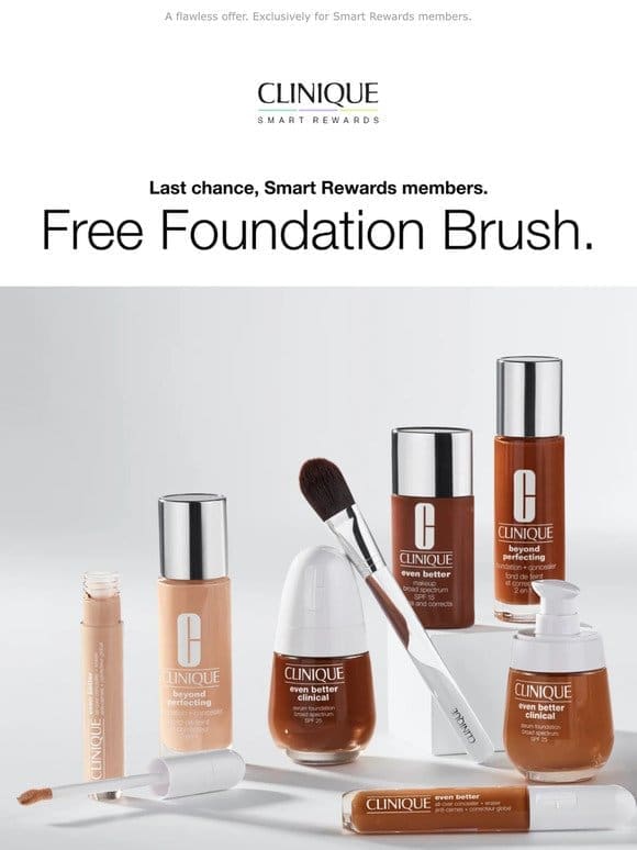 Ends tomorrow. This Foundation Brush is our treat with your foundation or concealer purchase.