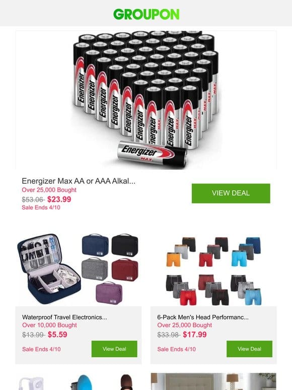 Energizer Max AA or AAA Alkaline Batteries (50-Pack) and More