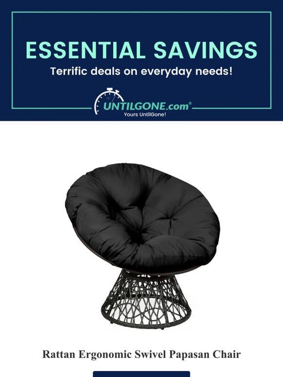 Essential Savings – 45% OFF Rattan Ergonomic Swivel Papasan Chair