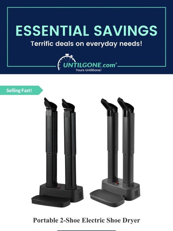 Essential Savings – 49% OFF Portable 2-Shoe Electric Shoe Dryer