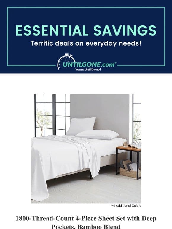 Essential Savings – 71% OFF 1800-Thread-Count 4-Piece Sheet Set with Deep Pockets