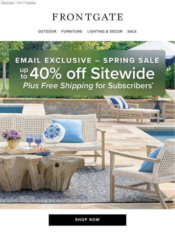 Exclusive: Up to 40% off sitewide + FREE shipping for email subscribers.