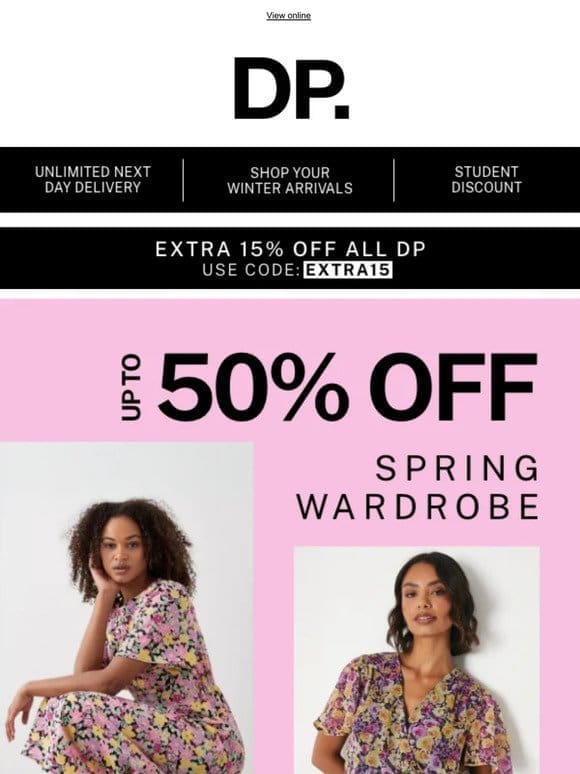 Extra 15% off ALL DP ENDS Midnight